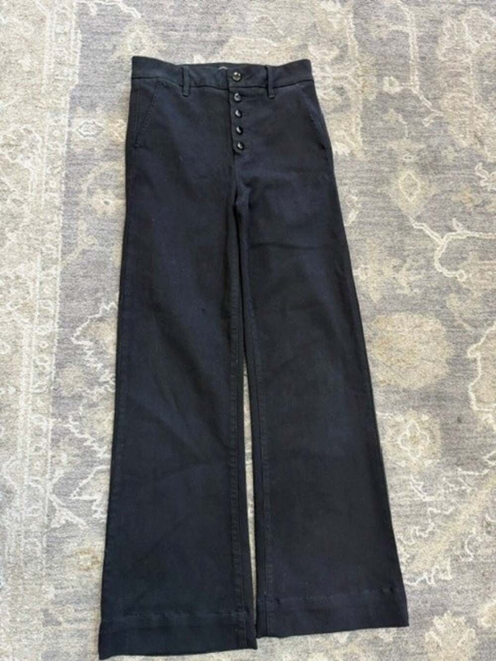 PAIGE Leenah Exposed Button Fly Jeans in Boss Black 26